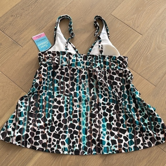 Nwt Swim Solutions FLOATING ISLAND V-Neck Ruffled tankini Swim Top - 8 - Picture 2 of 4